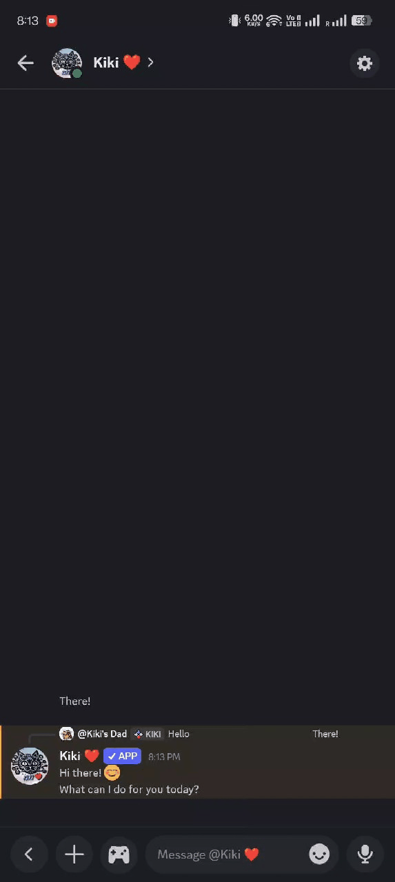 Demonstration of Kiki AI Chat feature in a Discord DM